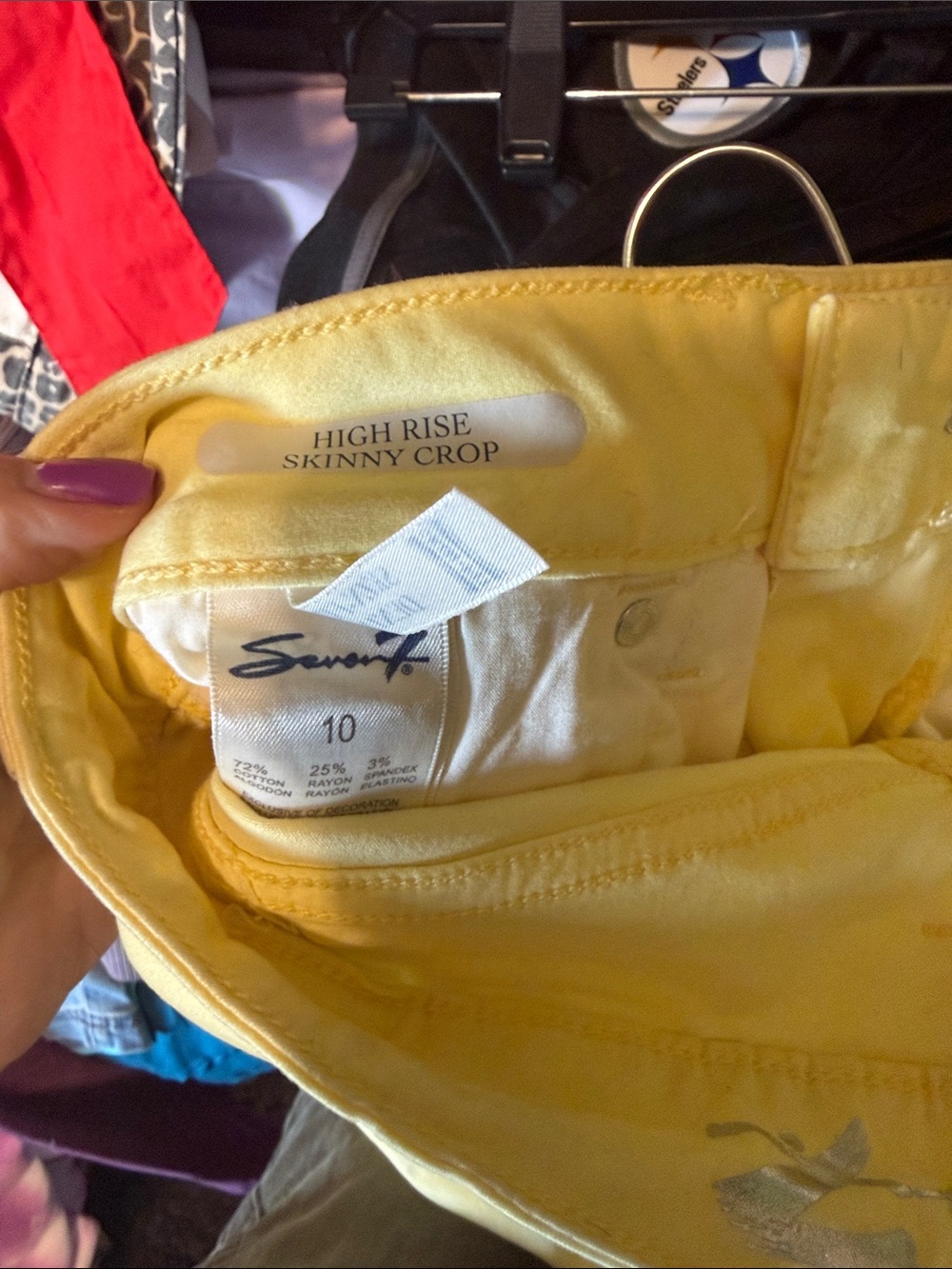 Seven7 Pale Yellow Cropped Stretch Jeans - Picture 3 of 3